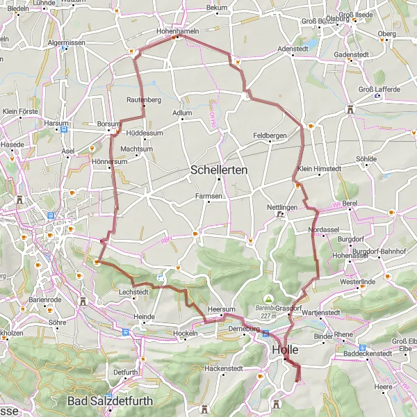 Map miniature of "Holle Loop" cycling inspiration in Hannover, Germany. Generated by Tarmacs.app cycling route planner