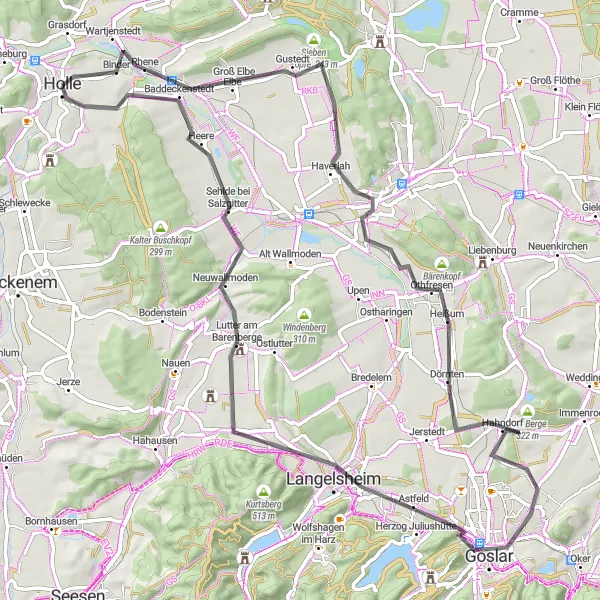 Map miniature of "Road Cycling Experience: Exploring Holle" cycling inspiration in Hannover, Germany. Generated by Tarmacs.app cycling route planner