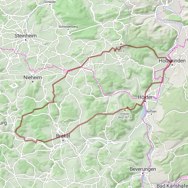 Map miniature of "Höxter Loop" cycling inspiration in Hannover, Germany. Generated by Tarmacs.app cycling route planner