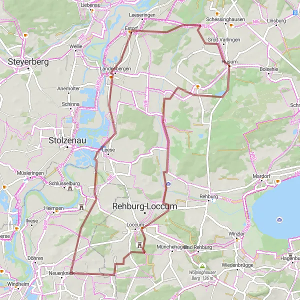 Map miniature of "Brokeloh Adventure" cycling inspiration in Hannover, Germany. Generated by Tarmacs.app cycling route planner