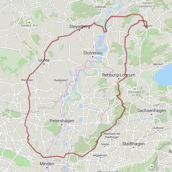 Map miniature of "Mittelbrink Discovery" cycling inspiration in Hannover, Germany. Generated by Tarmacs.app cycling route planner