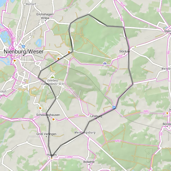 Map miniature of "Langendamm Loop" cycling inspiration in Hannover, Germany. Generated by Tarmacs.app cycling route planner