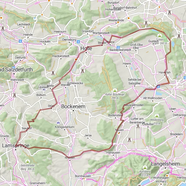 Map miniature of "Scenic Hiking Experience in the Gravelly Lands" cycling inspiration in Hannover, Germany. Generated by Tarmacs.app cycling route planner