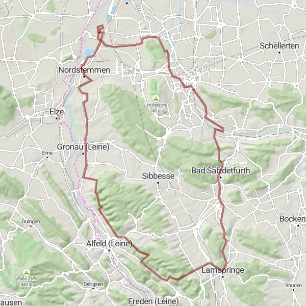 Karten-Miniaturansicht der Radinspiration "Gravel Abenteuer in der Nähe von Hannover" in Hannover, Germany. Erstellt vom Tarmacs.app-Routenplaner für Radtouren