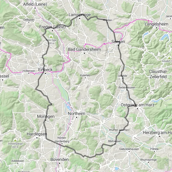 Map miniature of "Harz Heights" cycling inspiration in Hannover, Germany. Generated by Tarmacs.app cycling route planner