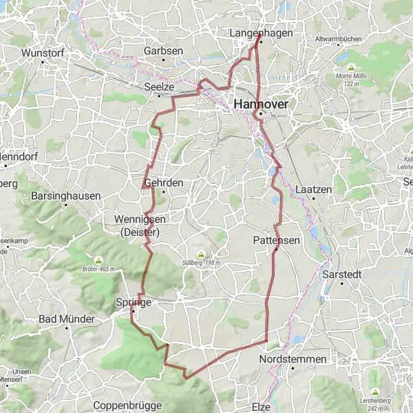 Map miniature of "Gravel Adventure to Hanover and Beyond" cycling inspiration in Hannover, Germany. Generated by Tarmacs.app cycling route planner
