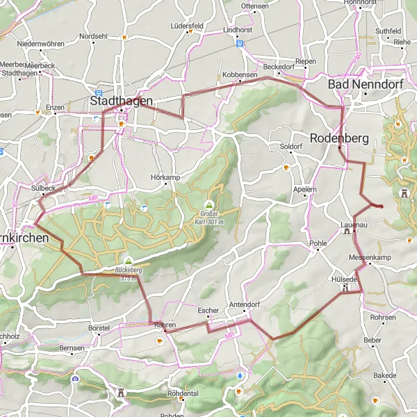 Map miniature of "Rural Gravel Delight" cycling inspiration in Hannover, Germany. Generated by Tarmacs.app cycling route planner