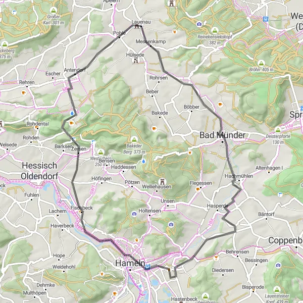 Map miniature of "Bad Münder Loop" cycling inspiration in Hannover, Germany. Generated by Tarmacs.app cycling route planner