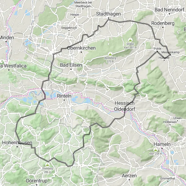 Karten-Miniaturansicht der Radinspiration "Landschaftstour durch Bückeberge und Deister" in Hannover, Germany. Erstellt vom Tarmacs.app-Routenplaner für Radtouren