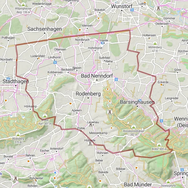 Karten-Miniaturansicht der Radinspiration "Gravel Abenteuer" in Hannover, Germany. Erstellt vom Tarmacs.app-Routenplaner für Radtouren