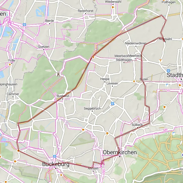 Map miniature of "The Gravel Adventure" cycling inspiration in Hannover, Germany. Generated by Tarmacs.app cycling route planner