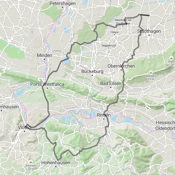 Karten-Miniaturansicht der Radinspiration "100 Kilometer Weserradweg" in Hannover, Germany. Erstellt vom Tarmacs.app-Routenplaner für Radtouren