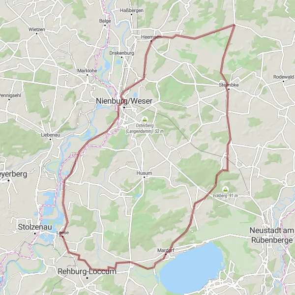 Map miniature of "Gravel Scenic Loop" cycling inspiration in Hannover, Germany. Generated by Tarmacs.app cycling route planner