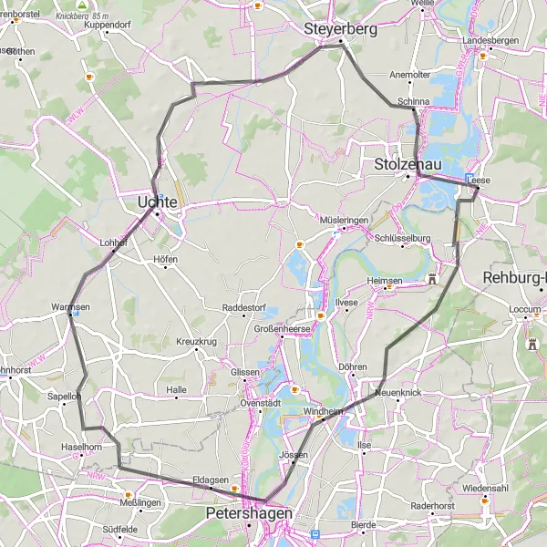 Map miniature of "Scenic Road Expedition" cycling inspiration in Hannover, Germany. Generated by Tarmacs.app cycling route planner