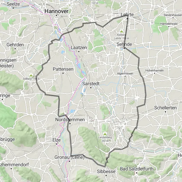 Map miniature of "Challenging Hills: Hönnersum Road Loop" cycling inspiration in Hannover, Germany. Generated by Tarmacs.app cycling route planner