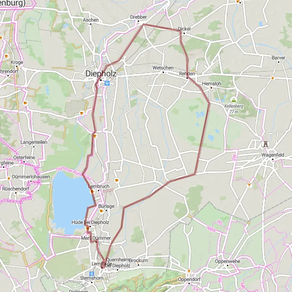 Map miniature of "Gravel Adventure to Aussichtsturm Ostseite" cycling inspiration in Hannover, Germany. Generated by Tarmacs.app cycling route planner