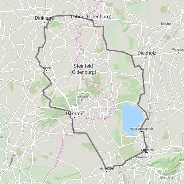 Map miniature of "Picturesque Road Ride via Stemshorn and Lembruch" cycling inspiration in Hannover, Germany. Generated by Tarmacs.app cycling route planner