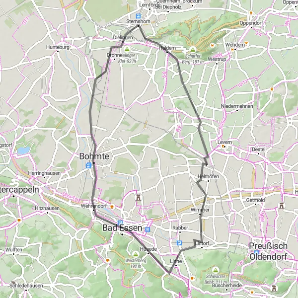 Map miniature of "Westerberg Route" cycling inspiration in Hannover, Germany. Generated by Tarmacs.app cycling route planner