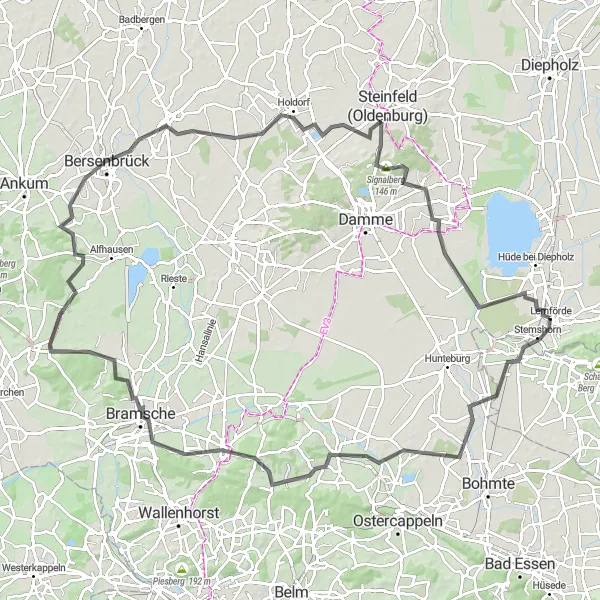 Map miniature of "Challenging Road Adventure" cycling inspiration in Hannover, Germany. Generated by Tarmacs.app cycling route planner
