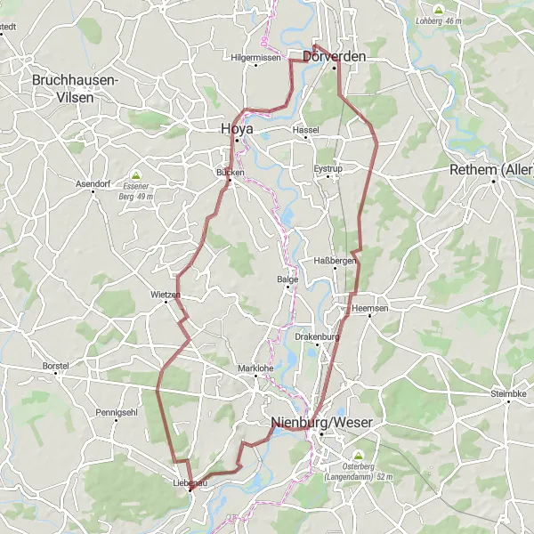 Map miniature of "Nature's Paradise" cycling inspiration in Hannover, Germany. Generated by Tarmacs.app cycling route planner