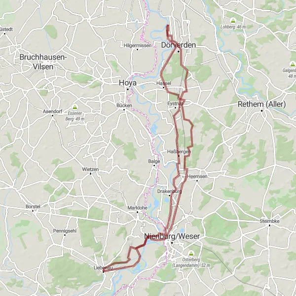 Karten-Miniaturansicht der Radinspiration "Entlang der Weser" in Hannover, Germany. Erstellt vom Tarmacs.app-Routenplaner für Radtouren