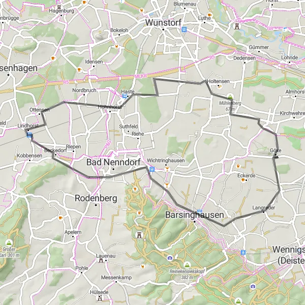 Map miniature of "Discovering Natural Beauty" cycling inspiration in Hannover, Germany. Generated by Tarmacs.app cycling route planner