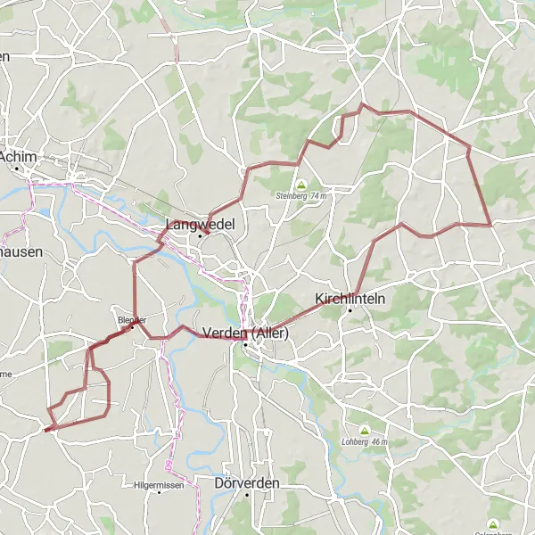 Karten-Miniaturansicht der Radinspiration "Gravel-Abenteuer mit Naturschutzgebiet" in Hannover, Germany. Erstellt vom Tarmacs.app-Routenplaner für Radtouren