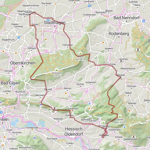 Map miniature of "Scenic Gravel Route" cycling inspiration in Hannover, Germany. Generated by Tarmacs.app cycling route planner