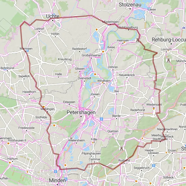 Map miniature of "Off the Beaten Path Gravel Adventure" cycling inspiration in Hannover, Germany. Generated by Tarmacs.app cycling route planner
