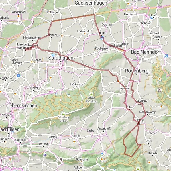 Map miniature of "Unveiling the Gravel Paths" cycling inspiration in Hannover, Germany. Generated by Tarmacs.app cycling route planner