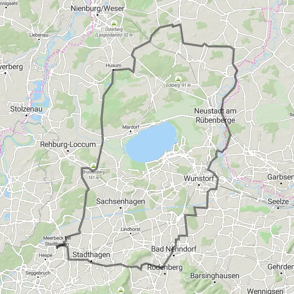Map miniature of "Meerbeck Highlights" cycling inspiration in Hannover, Germany. Generated by Tarmacs.app cycling route planner