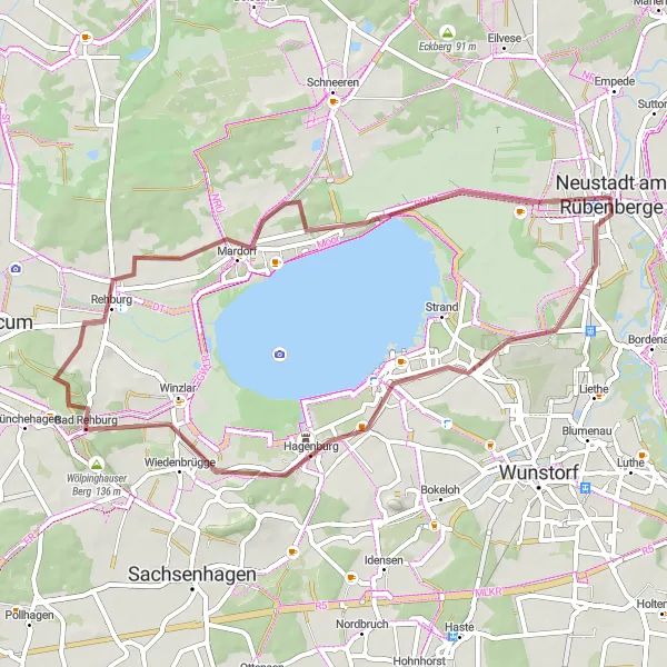 Karten-Miniaturansicht der Radinspiration "Gravel-Abenteuer um Neustadt" in Hannover, Germany. Erstellt vom Tarmacs.app-Routenplaner für Radtouren