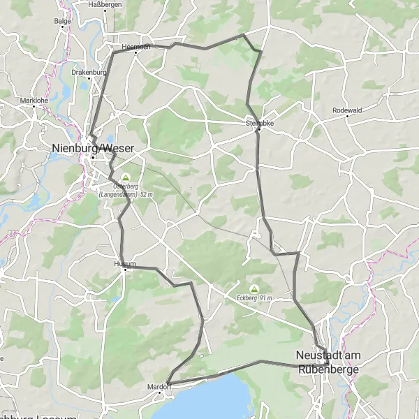 Map miniature of "Schloss Landestrost and Erichsberg Cycling Route" cycling inspiration in Hannover, Germany. Generated by Tarmacs.app cycling route planner