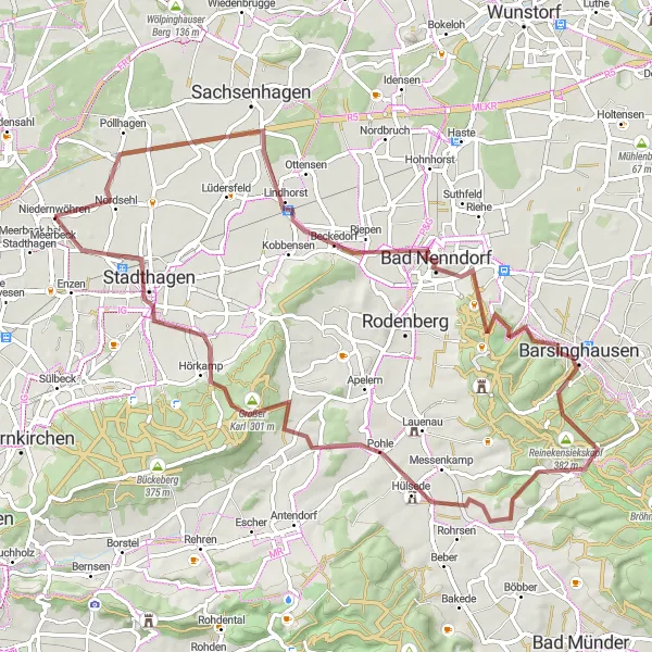 Map miniature of "Beckedorf Trail" cycling inspiration in Hannover, Germany. Generated by Tarmacs.app cycling route planner