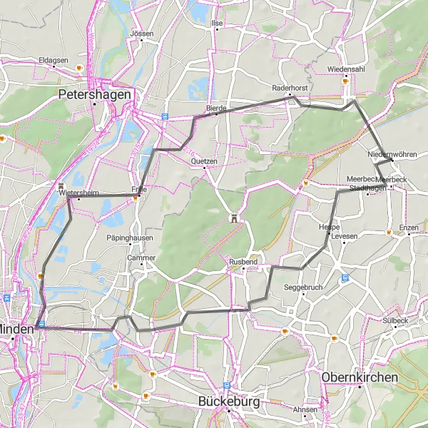 Karten-Miniaturansicht der Radinspiration "Rundtour durch Hespe und Meinsen" in Hannover, Germany. Erstellt vom Tarmacs.app-Routenplaner für Radtouren