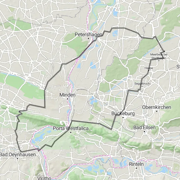 Karten-Miniaturansicht der Radinspiration "Königliche Radtour durch das Weserbergland" in Hannover, Germany. Erstellt vom Tarmacs.app-Routenplaner für Radtouren