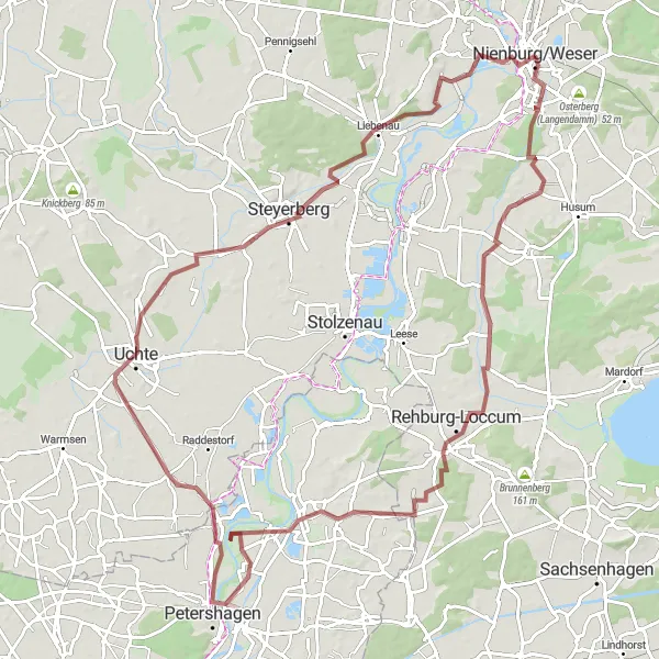 Map miniature of "Loccum Discovery" cycling inspiration in Hannover, Germany. Generated by Tarmacs.app cycling route planner