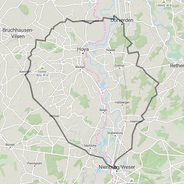 Karten-Miniaturansicht der Radinspiration "Panorama-Radtour entlang der Weser" in Hannover, Germany. Erstellt vom Tarmacs.app-Routenplaner für Radtouren