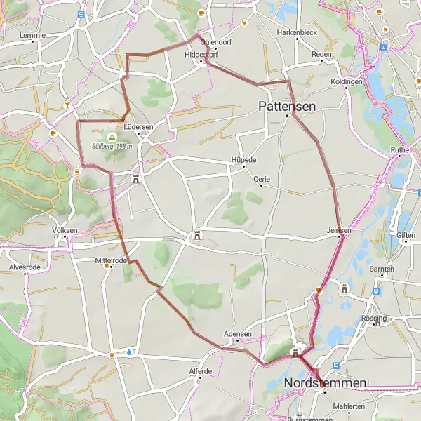 Map miniature of "Marienberg Gravel Adventure" cycling inspiration in Hannover, Germany. Generated by Tarmacs.app cycling route planner