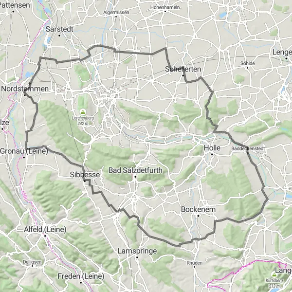 Karten-Miniaturansicht der Radinspiration "Herausfordernde Road-Tour durch Niedersachsen" in Hannover, Germany. Erstellt vom Tarmacs.app-Routenplaner für Radtouren