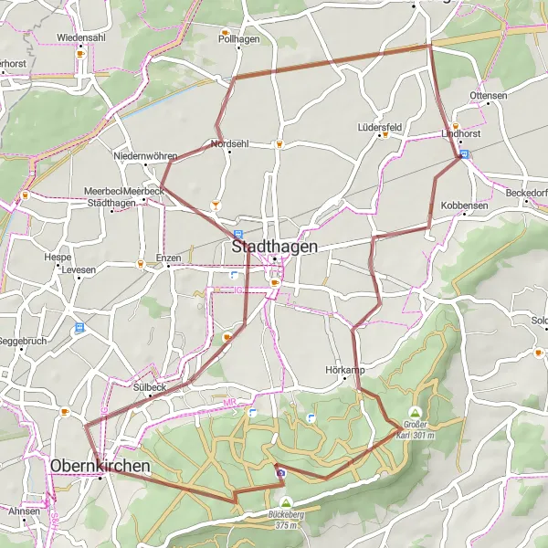 Karten-Miniaturansicht der Radinspiration "Gravel-Tour durch Meerbeck und Lindhorst" in Hannover, Germany. Erstellt vom Tarmacs.app-Routenplaner für Radtouren