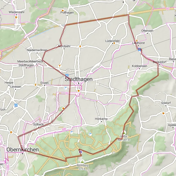 Karten-Miniaturansicht der Radinspiration "Erkundung von Niedernwöhren und Umgebung" in Hannover, Germany. Erstellt vom Tarmacs.app-Routenplaner für Radtouren