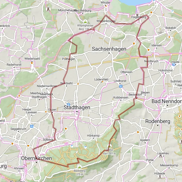 Karten-Miniaturansicht der Radinspiration "Gravel Tour von Obernkirchen nach Beckedorf" in Hannover, Germany. Erstellt vom Tarmacs.app-Routenplaner für Radtouren