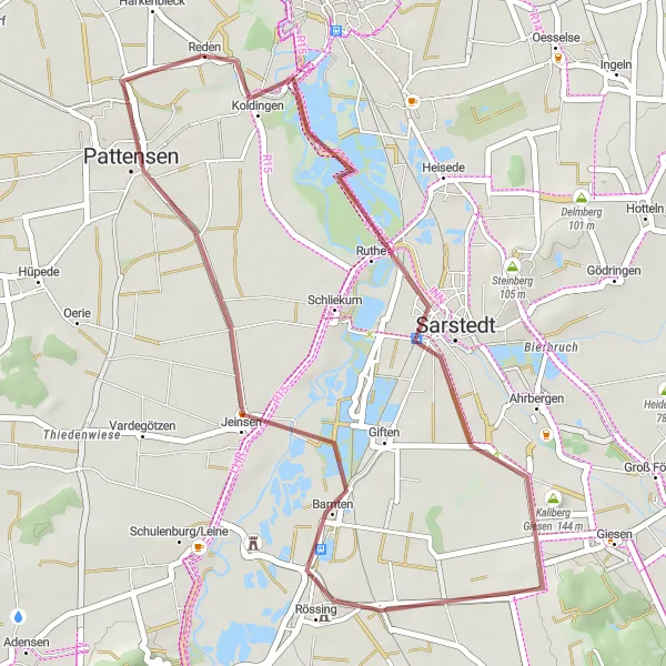 Map miniature of "Discovering Pattensen and its surroundings" cycling inspiration in Hannover, Germany. Generated by Tarmacs.app cycling route planner