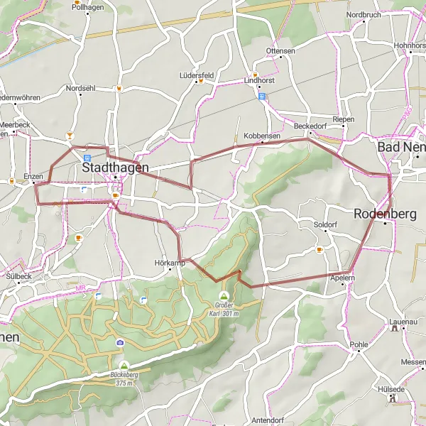 Map miniature of "Apelern Loop" cycling inspiration in Hannover, Germany. Generated by Tarmacs.app cycling route planner