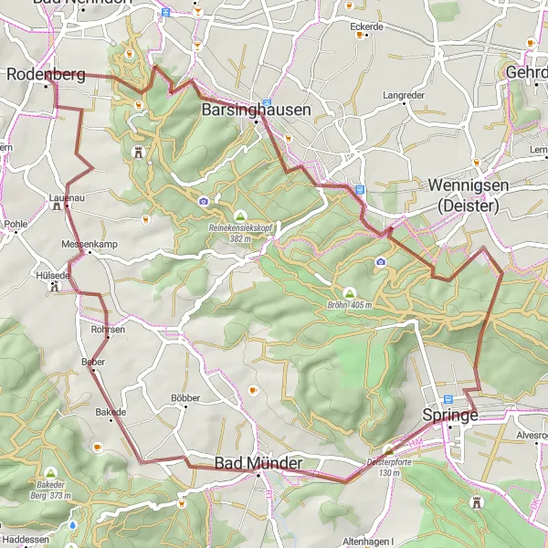 Map miniature of "Deister Forest Exploration" cycling inspiration in Hannover, Germany. Generated by Tarmacs.app cycling route planner