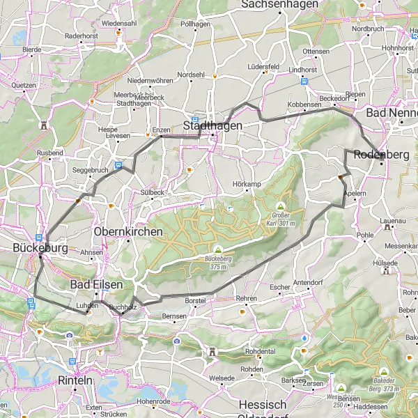 Map miniature of "Fernblick III and Steinzeichen" cycling inspiration in Hannover, Germany. Generated by Tarmacs.app cycling route planner