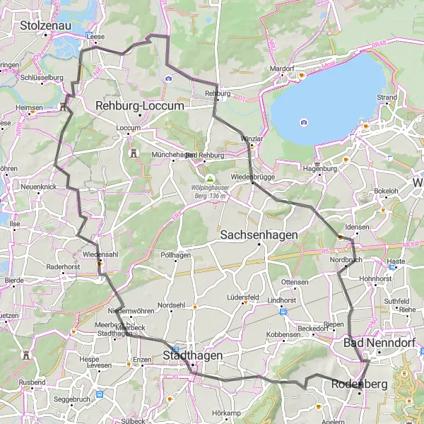 Map miniature of "Fernblick III and Leeser Höhe" cycling inspiration in Hannover, Germany. Generated by Tarmacs.app cycling route planner