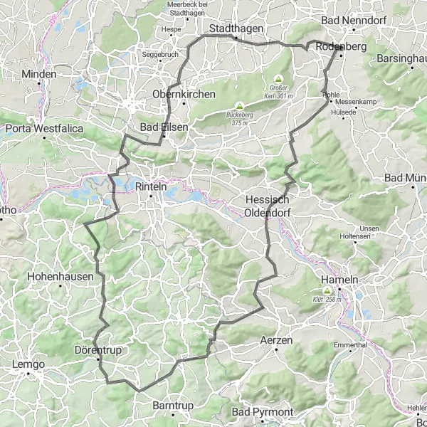 Map miniature of "Descending Heights" cycling inspiration in Hannover, Germany. Generated by Tarmacs.app cycling route planner