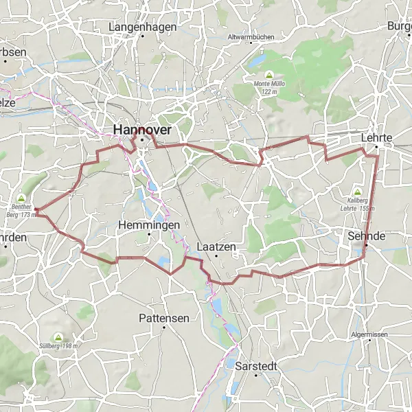 Map miniature of "Lindener Berg Challenge" cycling inspiration in Hannover, Germany. Generated by Tarmacs.app cycling route planner